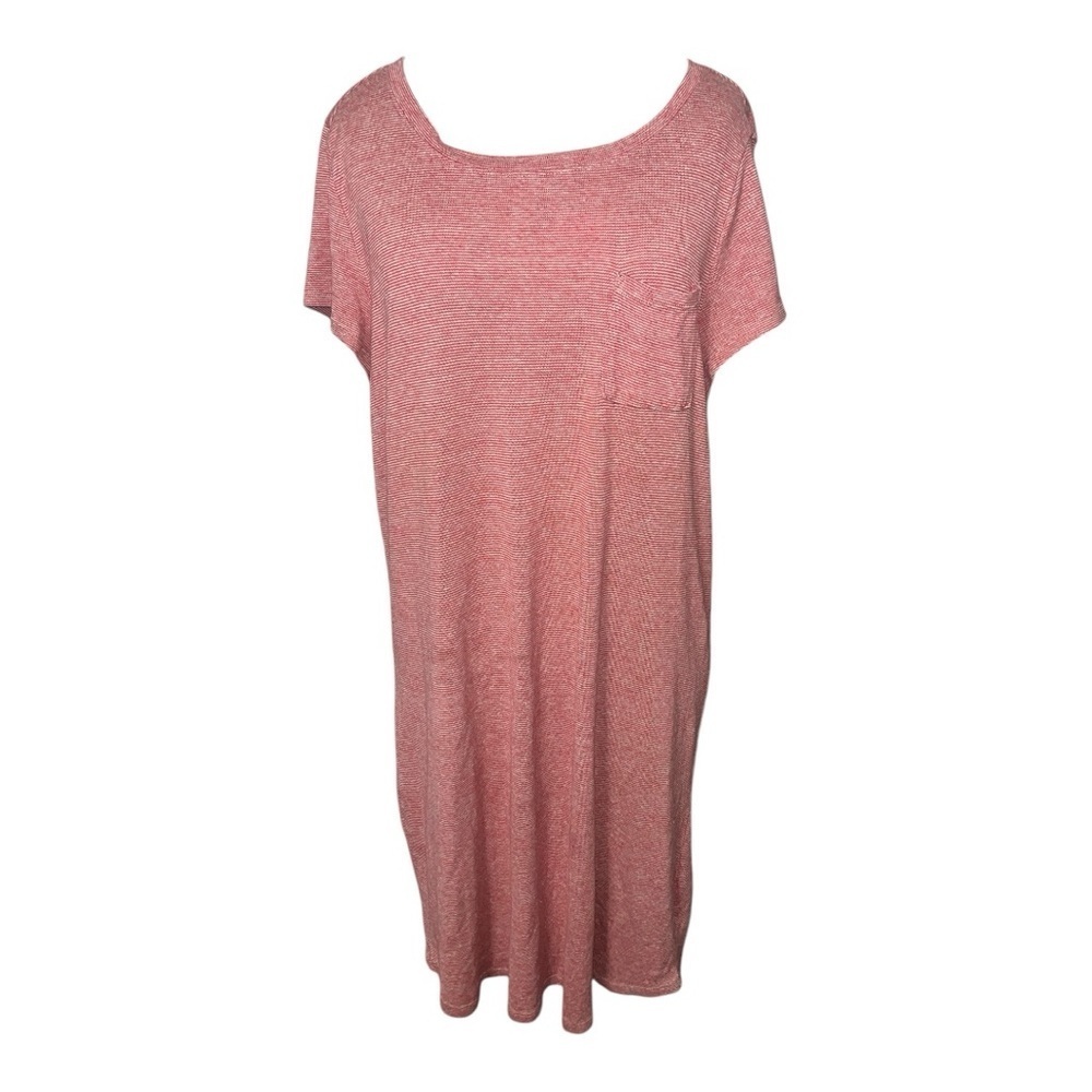 - Prana Red Striped Hemp One Pocket Shirt Dress - Picture 3 of 12